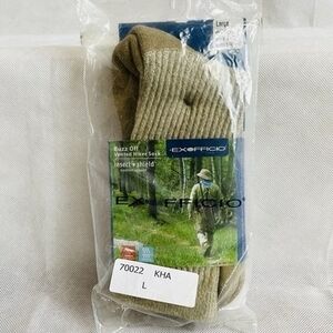 ExOfficio Buzz Off Vented Hiker Socks Khaki Insect Shield Size L New